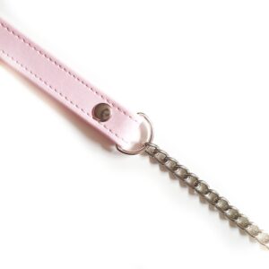 PASEK Z EKOSKÓRY Z ŁAŃCUSZKIEM - RÓŻOWY - RÓŻNE OKUCIA