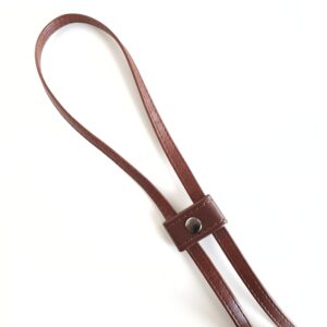 ŚCIĄGACZ DO TOREBKI Z EKOSKÓRY - CIEMNY BRĄZ - CZARNE