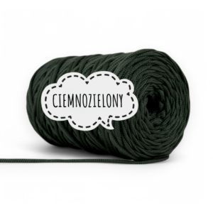 SZNUREK POLIESTROWY PŁASKI 5MM PIMOtki - CIEMNOZIELONY