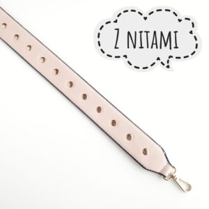 ODWAŻNY PASEK DO TOREBKI LUB NERKI Z NITAMI - RÓŻOWY KREM