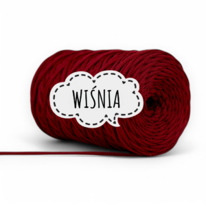 SZNUREK POLIESTROWY PŁASKI 5MM PIMOtki - WIŚNIA