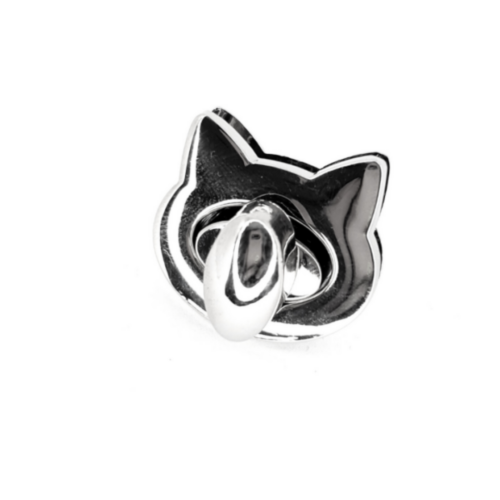 ZAPIĘCIE DO TOREBKI OBROTOWY KOTEK - SREBRNE