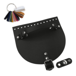 KLAPKA DO TOREBKI - 20x18 CM - Z RĄCZKĄ NA UCHWYTACH, KRÓTKIM PASKIEM I KLAMRĄ - SKÓRA NATURALNA