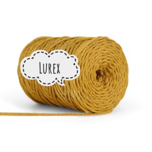 SZNUREK POLIESTROWY PIMOtki LUREX - MUSZTARDA ZE ZŁOTĄ NITKĄ