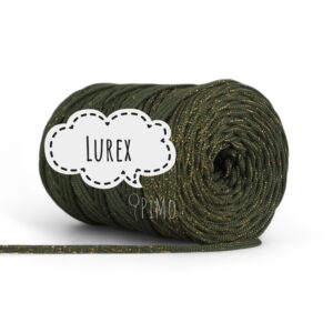 SZNUREK POLIESTROWY PIMOtki LUREX - KHAKI ZE ZŁOTĄ NITKĄ