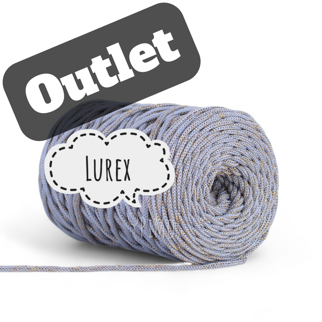 OUTLET - SZNUREK POLIESTROWY PIMOtki LUREX – BŁĘKITNY ZE ZŁOTĄ NITKĄ (52)