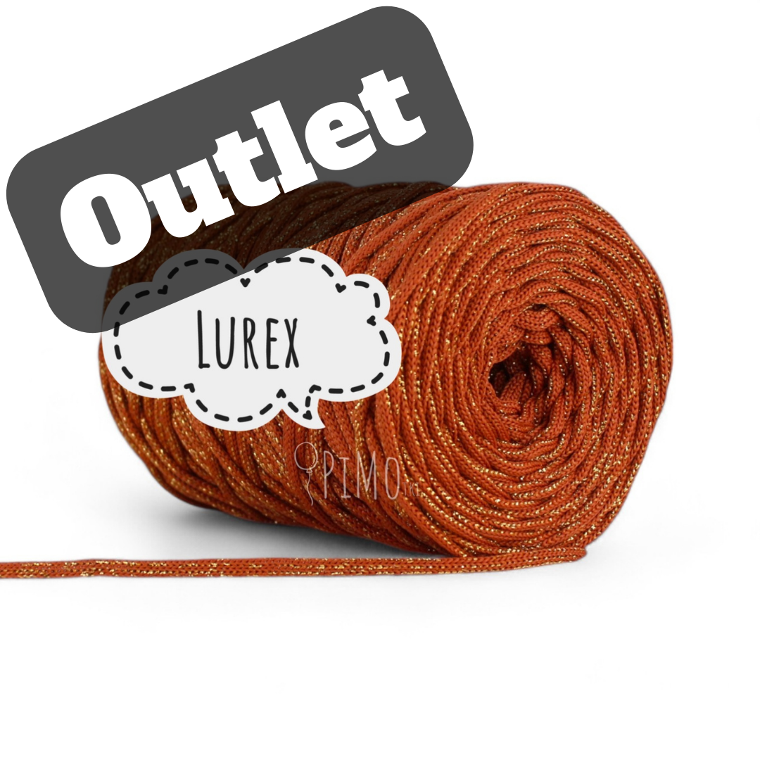 OUTLET - SZNUREK POLIESTROWY PIMOtki LUREX – CEGLANY ZE ZŁOTĄ NITKĄ (47)