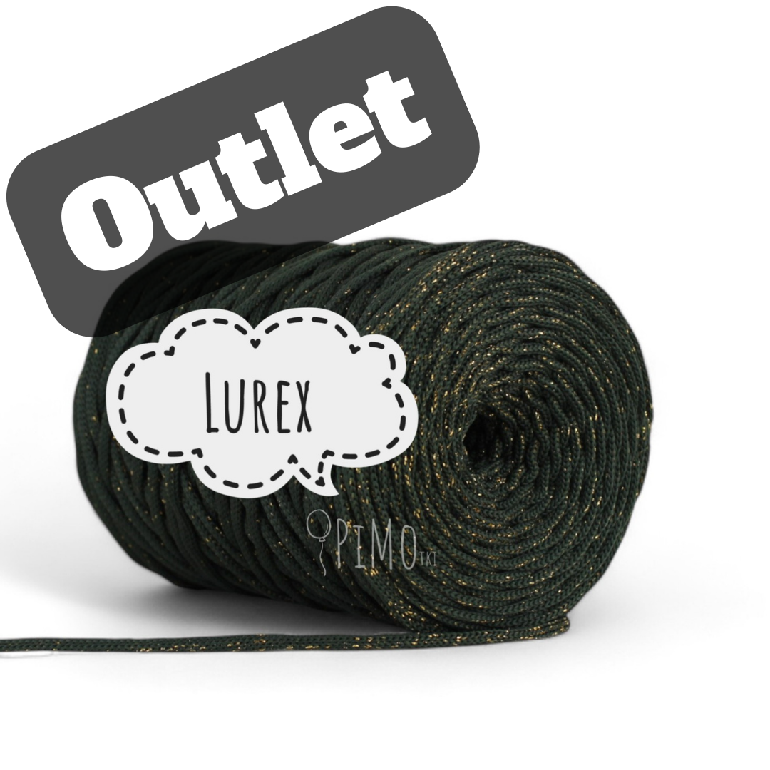 OUTLET - SZNUREK POLIESTROWY PIMOtki LUREX – CIEMNOZIELONY ZE ZŁOTĄ NITKĄ (46)