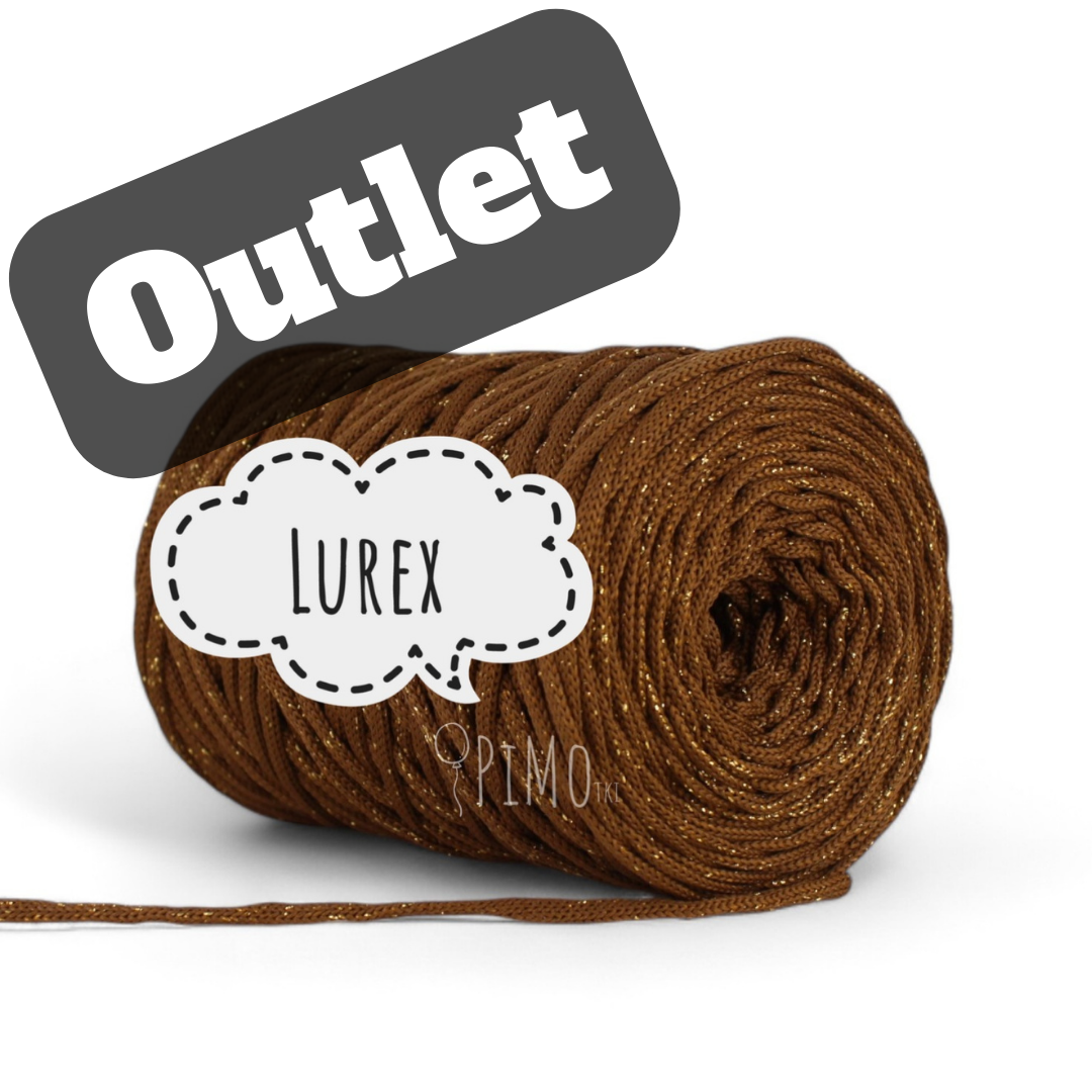 OUTLET - SZNUREK POLIESTROWY PIMOtki LUREX – CYNAMON ZE ZŁOTĄ NITKĄ (43)