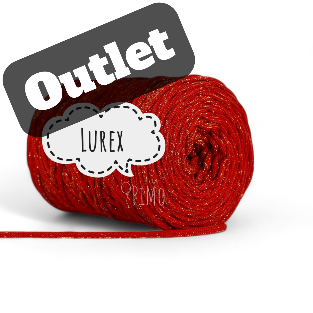 OUTLET - SZNUREK PŁASKI 3MM - LUREX CZERWONY ZŁOTA NITKA