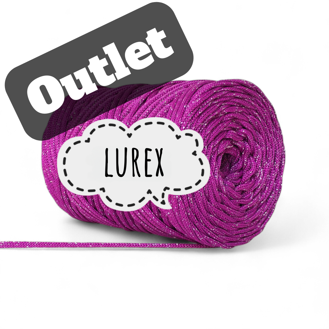 OUTLET - SZNUREK POLIESTROWY PIMOtki LUREX – FUKSJA ZE SREBRNĄ NITKĄ