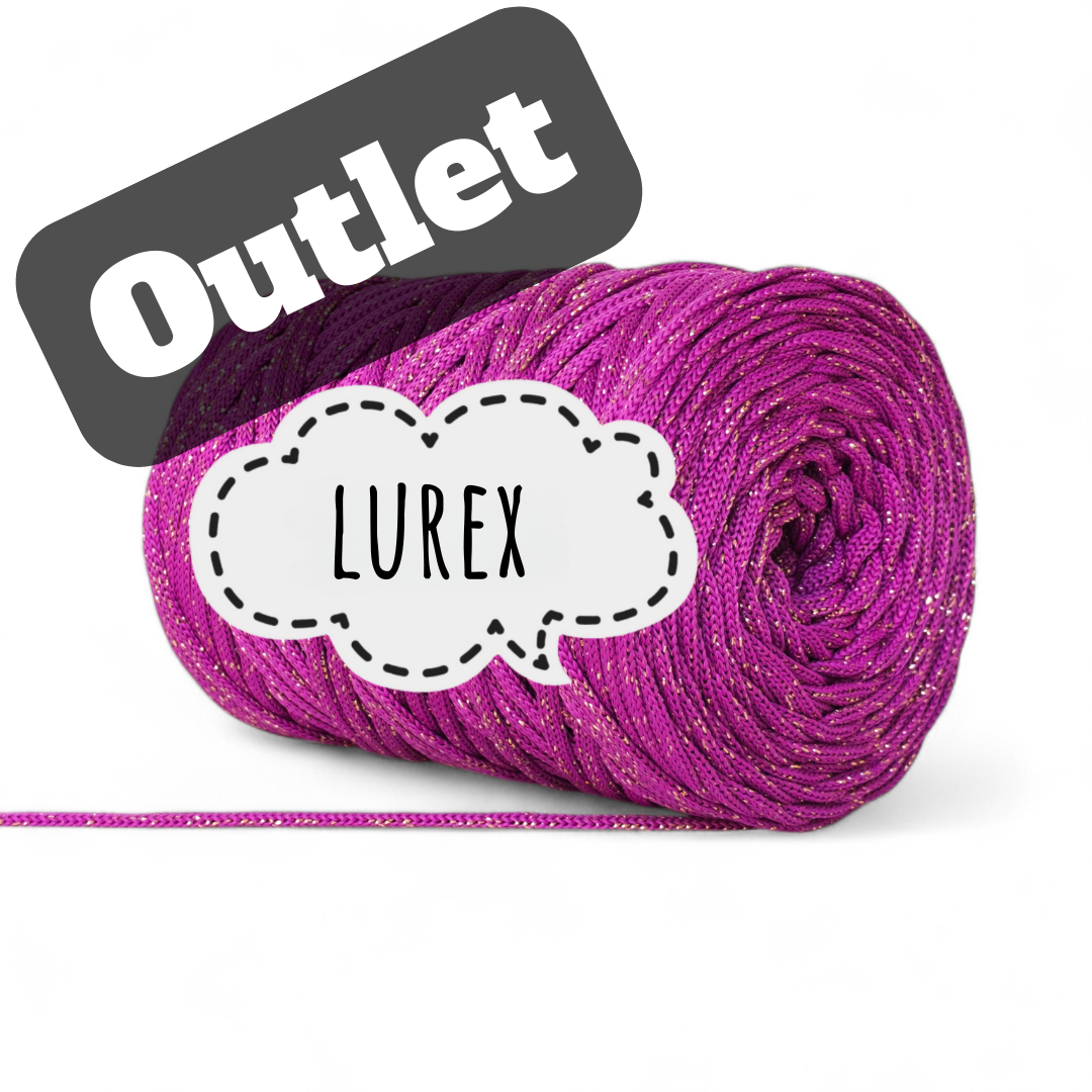 OUTLET - SZNUREK POLIESTROWY PIMOtki LUREX – FUKSJA ZE ZŁOTĄ NITKĄ