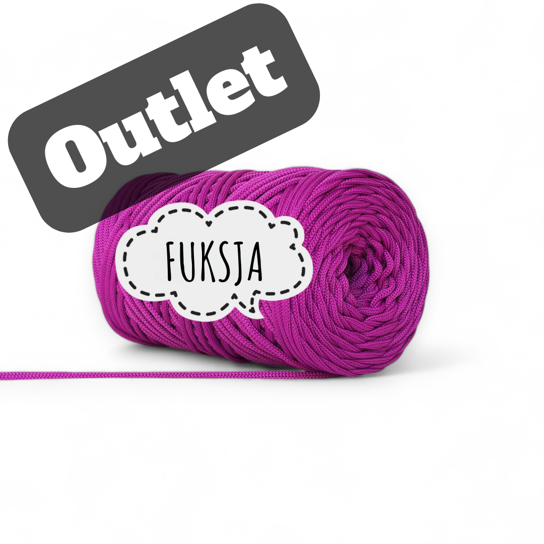 OUTLET - SZNUREK POLIESTROWY PŁASKI 3MM PIMOtki – FUKSJA