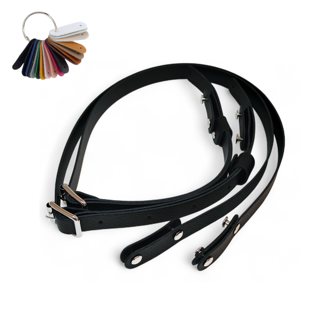 KOMPLET PASKÓWE REGULOWANYCH Z PODWÓJNYMI NITAMI - SKÓRA NATURALNA 1