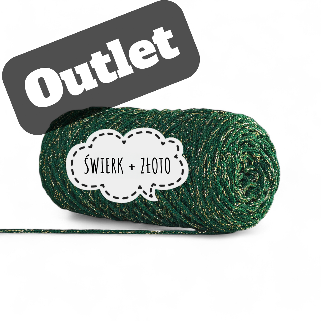 OUTLET – Sznurek poliestrowy 1 mm PIMOtki – Świerk ze Złotą Nitką