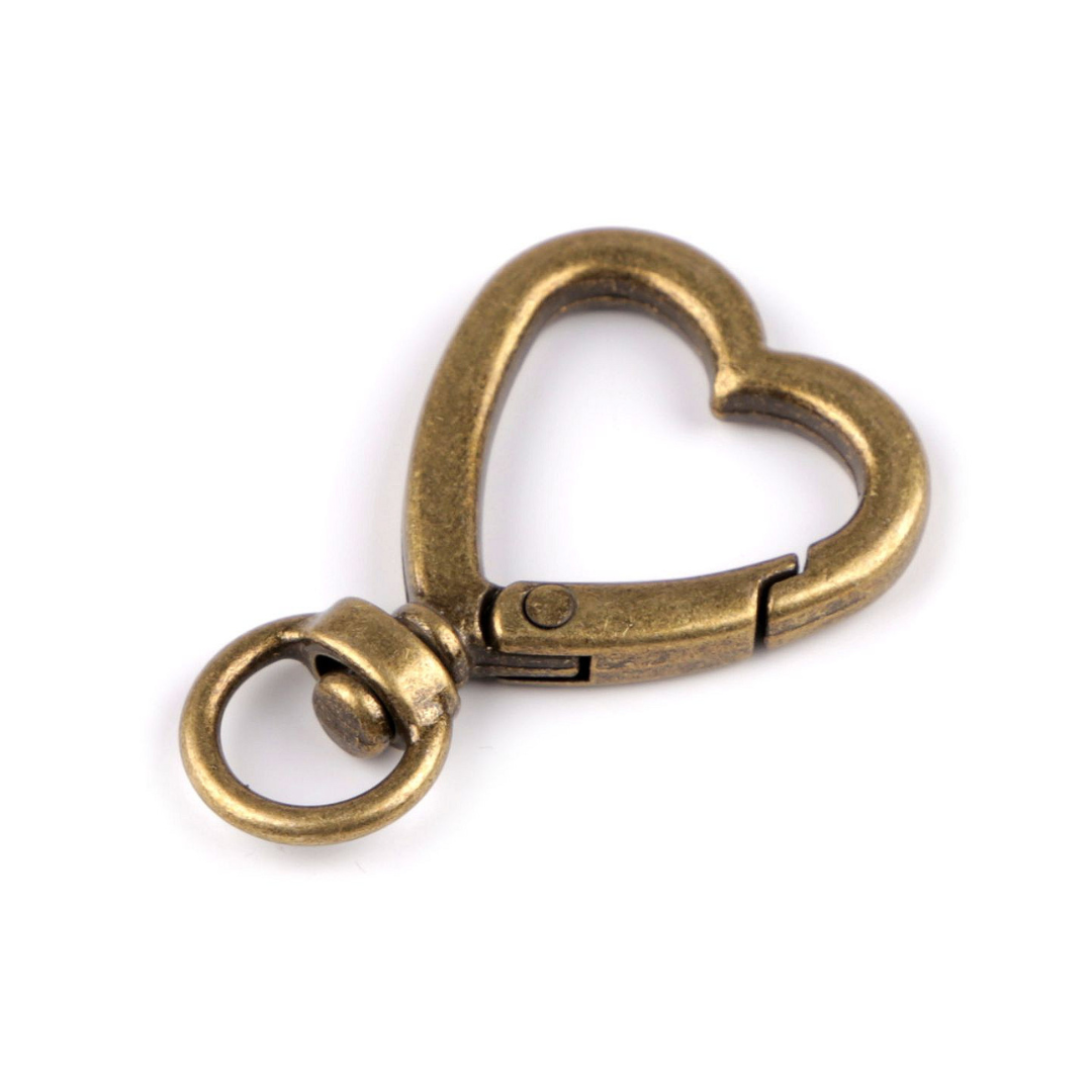 KARABIŃCZYK SERCE Z OBROTOWYM KÓŁKIEM – 10 MM – STARE ZŁOTO